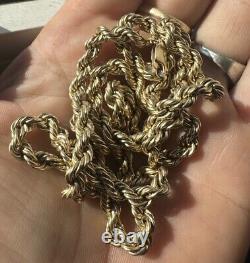 10k 24 Gold AAJ Signed Vintage Rope Chain 12g Triple marked 10k Necklace Rare