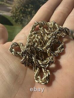 10k 24 Gold AAJ Signed Vintage Rope Chain 12g Triple marked 10k Necklace Rare