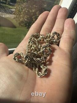 10k 24 Gold AAJ Signed Vintage Rope Chain 12g Triple marked 10k Necklace Rare