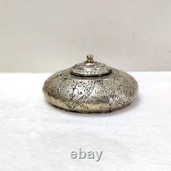 1930s Vintage Metal Plated Wooden Tobacco Box Rare Decorative Old Collectible