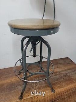1940s Rare Industrial Vintage UHL STEEL Toledo Metal Bar Drafting Chair stool