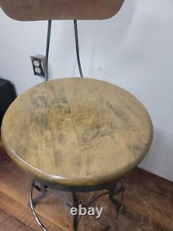 1940s Rare Industrial Vintage UHL STEEL Toledo Metal Bar Drafting Chair stool