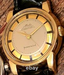 1950s Rare Mido Constellation Men's Vintage Watch, Railroad Dial, 917R, 36mm