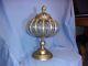 Antique- India- Vintage Rare Container Blown Glass Into Metal Very Nice