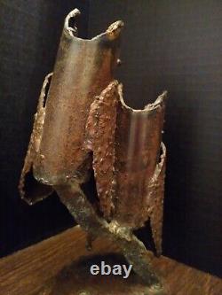 ARIK AMIR Vintage Rare Brutalist Heavy Guage Metal Owl Sculpture Israel MCM 1965