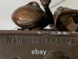 Antique Miniature Fruit Merchant France Metal Donkey Basket Statue Rare Old 20th