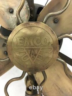 Antique Old Vintage Rare Brass Blade & Metal Body Emco 220 Volt Table Fan, Japan