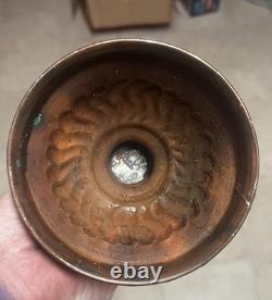 Antique Ornate Metal Goblet Chalice Copper Silver Tone Hand-Etched Vintage Rare