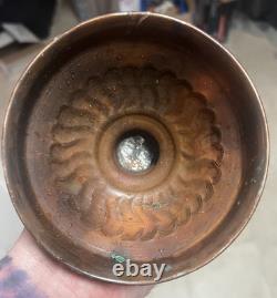 Antique Ornate Metal Goblet Chalice Copper Silver Tone Hand-Etched Vintage Rare