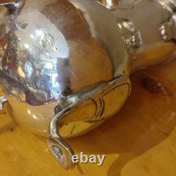 Antique Silver Plated Metal Jug Wooden Handle Lid Rare Old Napoleon 3rd 18th