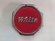 Antique White Truck Grease Cap Dust Cover Hub Cap Red Chrome Metal Vintage Rare