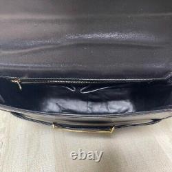 Authentic Rare Celine Carriage Metal Vintage Shoulder Bag black gold logo