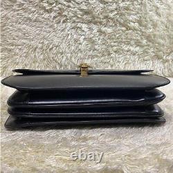 Authentic Rare Celine handbag c metal fittings flap vintage black Tiger eye