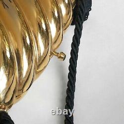 Bonwit Teller Vintage Metal Purse Clutch Gold Tone Clamshell Bag Tassel RARE