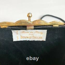 Bonwit Teller Vintage Metal Purse Clutch Gold Tone Clamshell Bag Tassel RARE