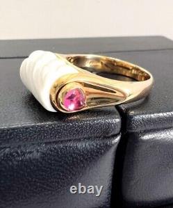 Bvlgari Vintage Tronchetto Chandra Peridot Pink Tourmaline 18k Gold Ring RARE