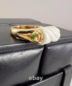 Bvlgari Vintage Tronchetto Chandra Peridot Pink Tourmaline 18k Gold Ring RARE