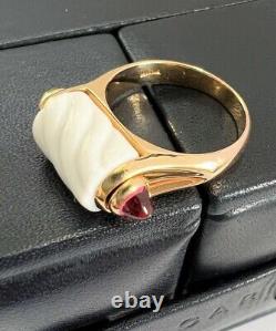 Bvlgari Vintage Tronchetto Chandra Peridot Pink Tourmaline 18k Gold Ring RARE