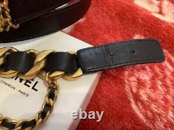 CHANEL BELT × Bangle Bracelet AUTH Coco Chain Rare Vintage Gold Leather CC F/S