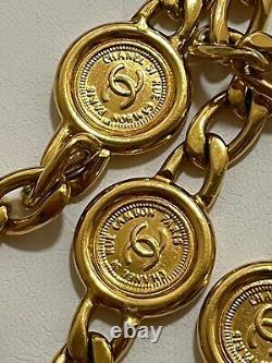 CHANEL Necklace Belt Chain AUTH Coco Mark Vintage Rare Coin Medal Swing Ken GP
