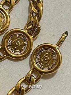CHANEL Necklace Belt Chain AUTH Coco Mark Vintage Rare Coin Medal Swing Ken GP