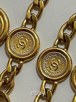 CHANEL Necklace Belt Chain AUTH Coco Mark Vintage Rare Coin Medal Swing Ken GP