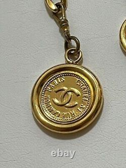 CHANEL Necklace Belt Chain AUTH Coco Mark Vintage Rare Coin Medal Swing Ken GP