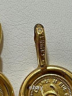 CHANEL Necklace Belt Chain AUTH Coco Mark Vintage Rare Coin Medal Swing Ken GP