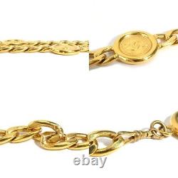 CHANEL Necklace Belt Chain AUTH Coco Mark Vintage Rare Coin Medal Swing Ken GP