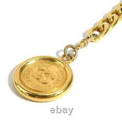 CHANEL Necklace Belt Chain AUTH Coco Mark Vintage Rare Coin Medal Swing Ken GP