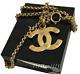 Chanel Necklace Chain Auth Coco Vintage Rare Gold Logo Cc Pendant Metal 31inch