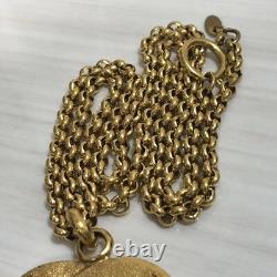 CHANEL Necklace Chain AUTH Coco Vintage Rare Gold Logo CC Pendant Metal 31inch