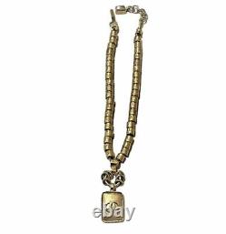 CHANEL Vintage Rare Gold Metal CC Pendant Necklace 1997A