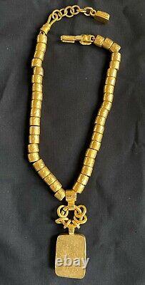 CHANEL Vintage Rare Gold Metal CC Pendant Necklace 1997A