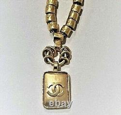 CHANEL Vintage Rare Gold Metal CC Pendant Necklace 1997A