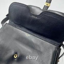 Celine Shoulder Bag Carriage Metal Fittings Leather Dark Navy Vintage Rare
