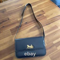 Celine Vintage Shoulder Bag Gold Carriage Metal Fittings 4 Pockets Vintage Rare