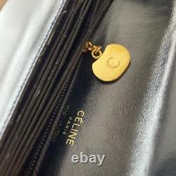 Celine Vintage Shoulder Bag Gold Carriage Metal Fittings 4 Pockets Vintage Rare