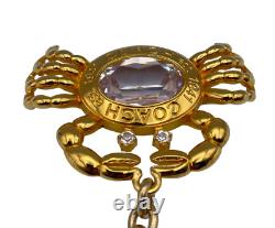 Coach Vintage Huge Sea Crab Crystal Pendant Charm Gold Plate key fob Very Rare