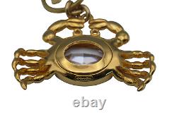 Coach Vintage Huge Sea Crab Crystal Pendant Charm Gold Plate key fob Very Rare