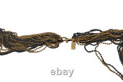 Coach Vintage Multi Ball Chain Statement Long Necklace Gold Black Plated RARE