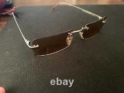 DIOR Vintage Sunglasses Rare Rimless Rectangular Christian Monkey Silver Frame