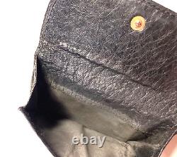 Gucci Vintage Rare Ostrich Skin Metal Buckle Wallet Bifold Purse Italy Black