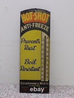 Hot-Shot Anti-Freeze Metal Thermometer Vintage Gooderham & Worts Canada RARE