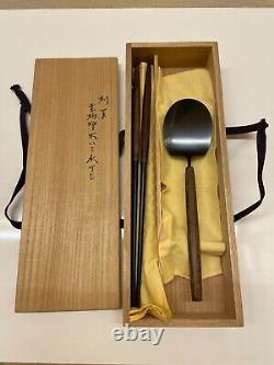 Japanese Tea Ceremony Ash Scoop&Metal Chopsticks /Joueki Nakagawa Vintage Rare