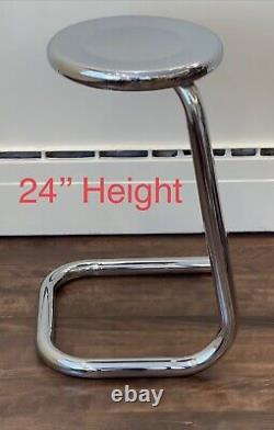 Metal tubular Chrome Paperclip stool VINTAGE 24'' Height Very Rare