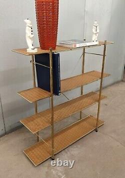 Mid Century Modern MCM 1960s Vintage Metal Bookshelf 4 Shelves Rare 36 Long