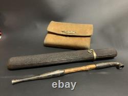 Netsuke japanese antique Cigarette Kissel holder metal Treasure bag Vintage Rare