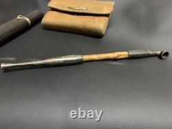 Netsuke japanese antique Cigarette Kissel holder metal Treasure bag Vintage Rare
