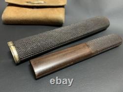 Netsuke japanese antique Cigarette Kissel holder metal Treasure bag Vintage Rare